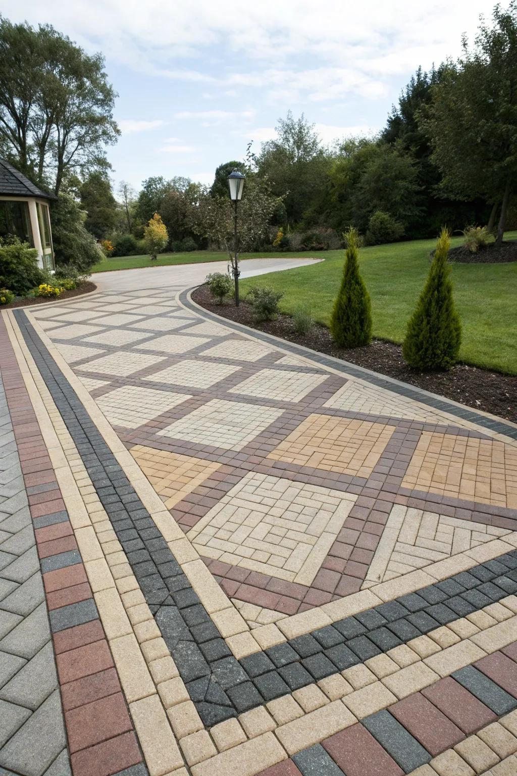 Geometric patterns creating a modern edge to the driveway