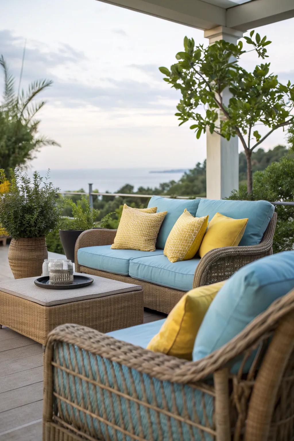 Mixing textures for a dynamic patio look.
