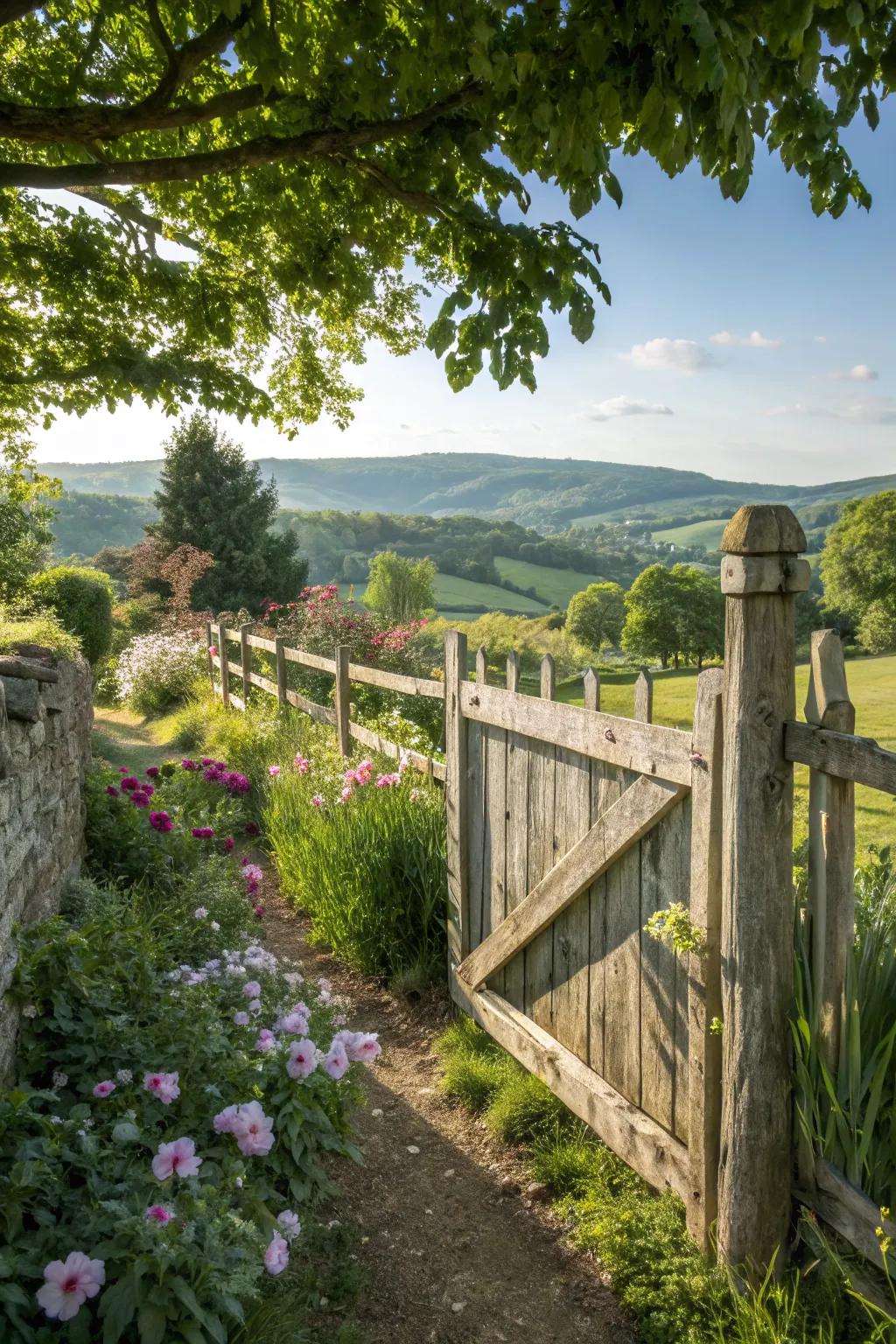 Reclaimed wood gives a rustic charm to fences.