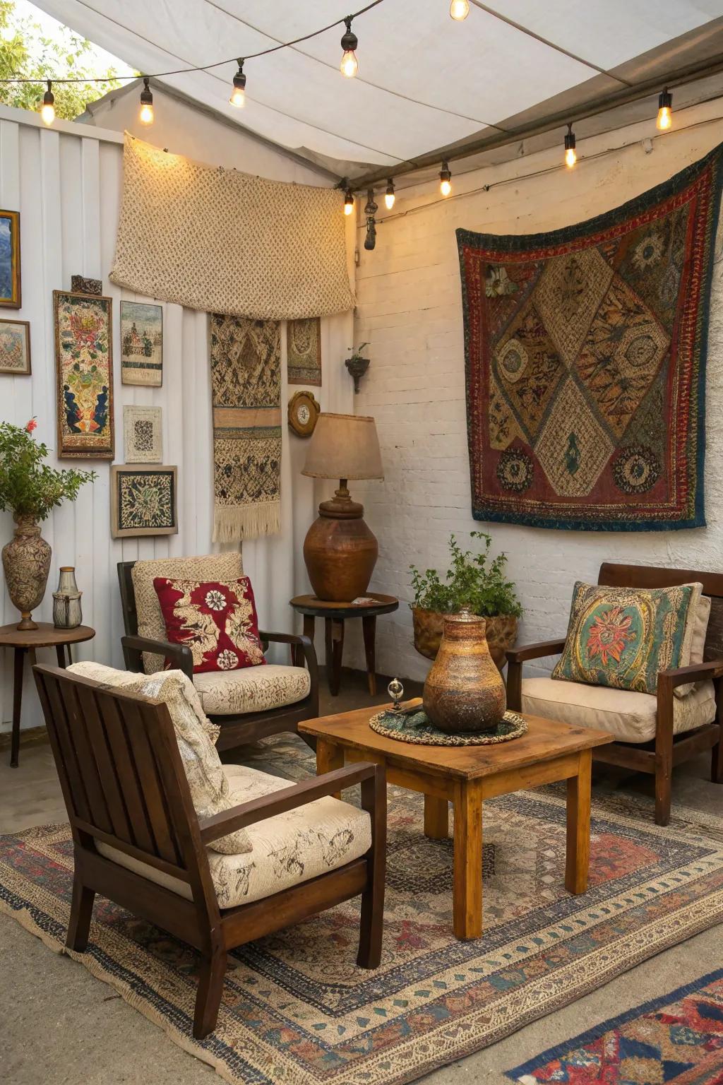 Eclectic style blends vintage and cultural elements beautifully.