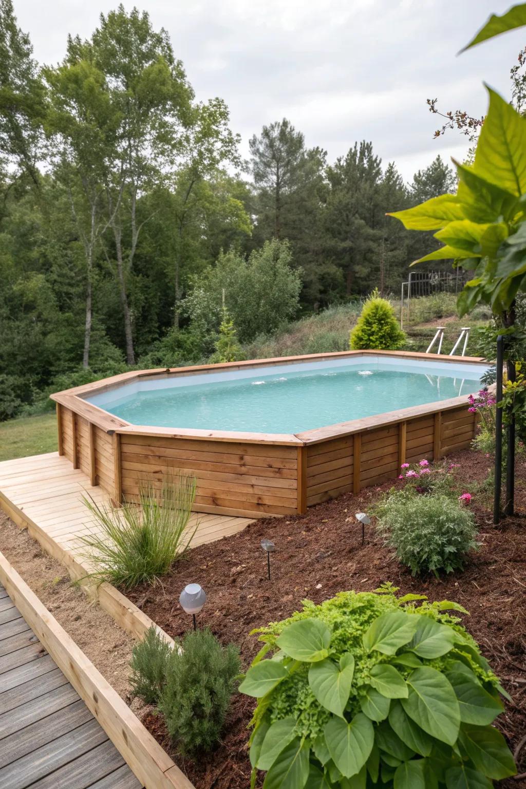 Wood mulch gives a natural, cohesive look.