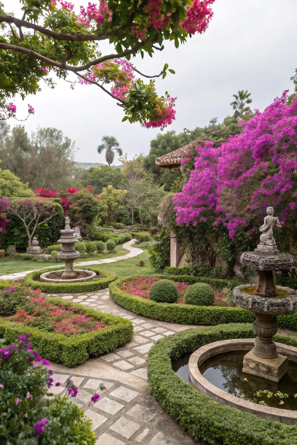 Bougainvillea infuses gardens with vibrant energy.