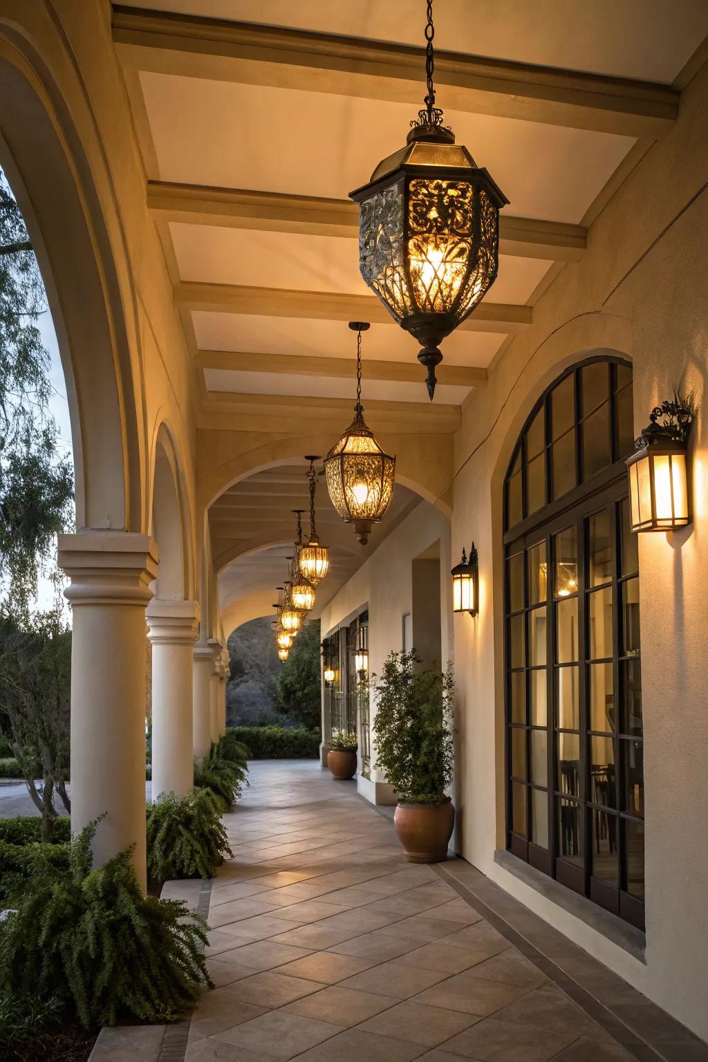 Elevate your breezeway's aesthetic with pendant lights.