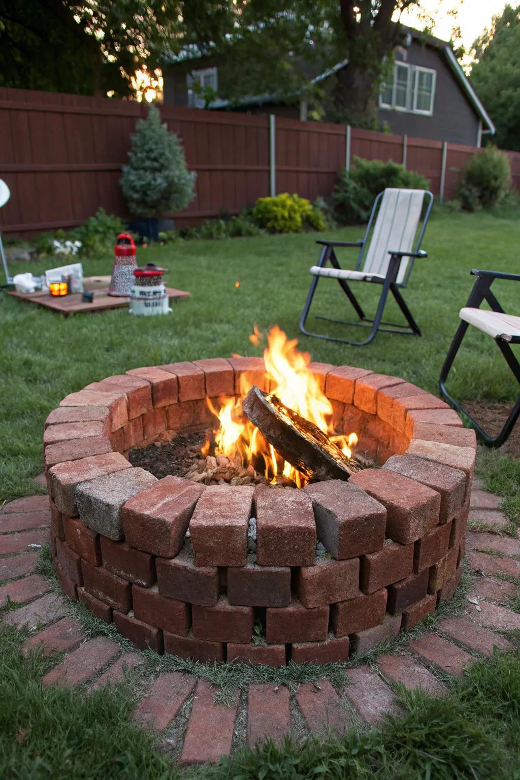 Elevate your outdoor space with this stylish and flexible portable brick fire pit!