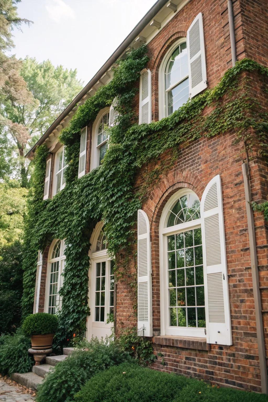 Arched windows add elegance and sophistication to a brick home.