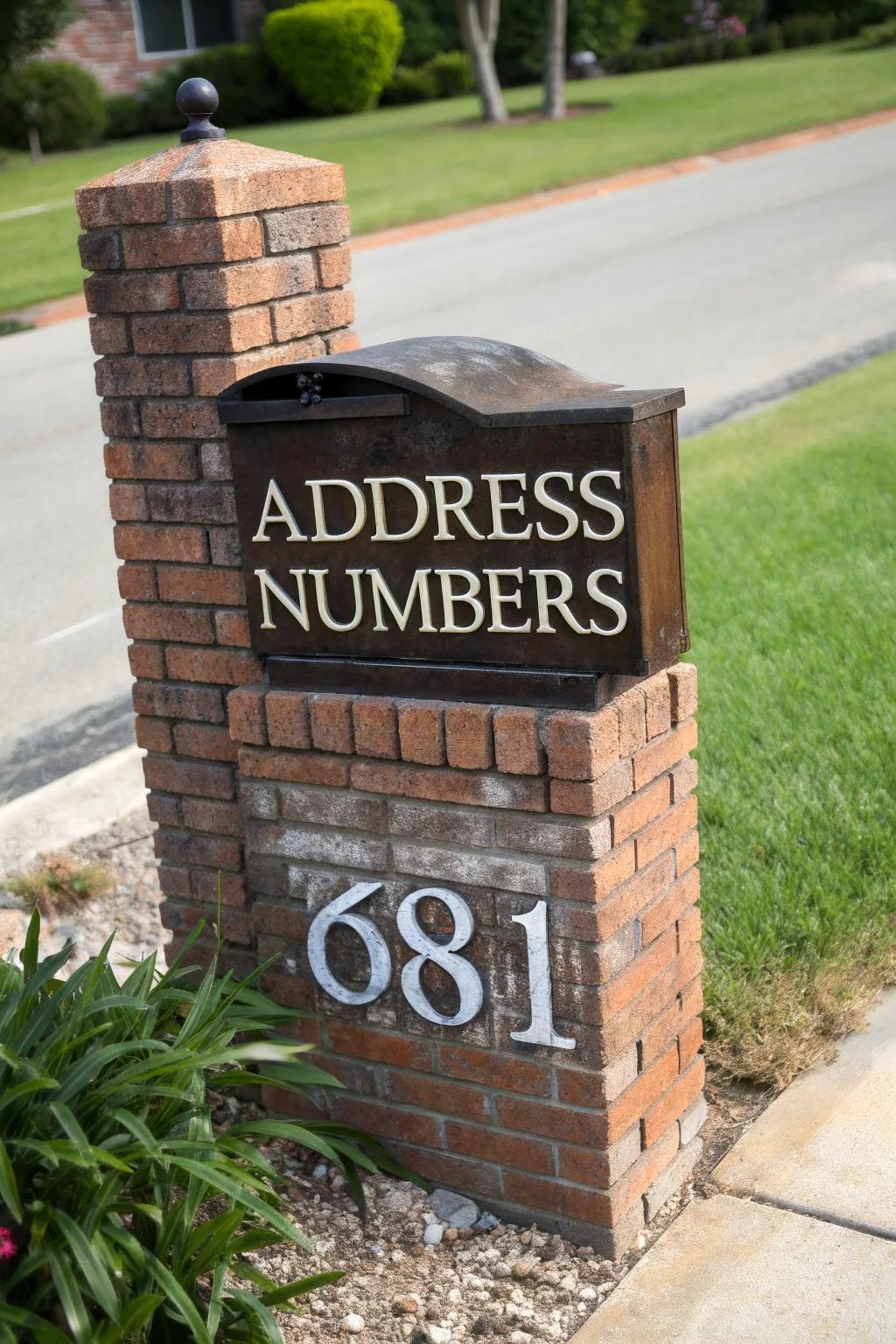 Prominent address numbers add style and function to this mailbox.