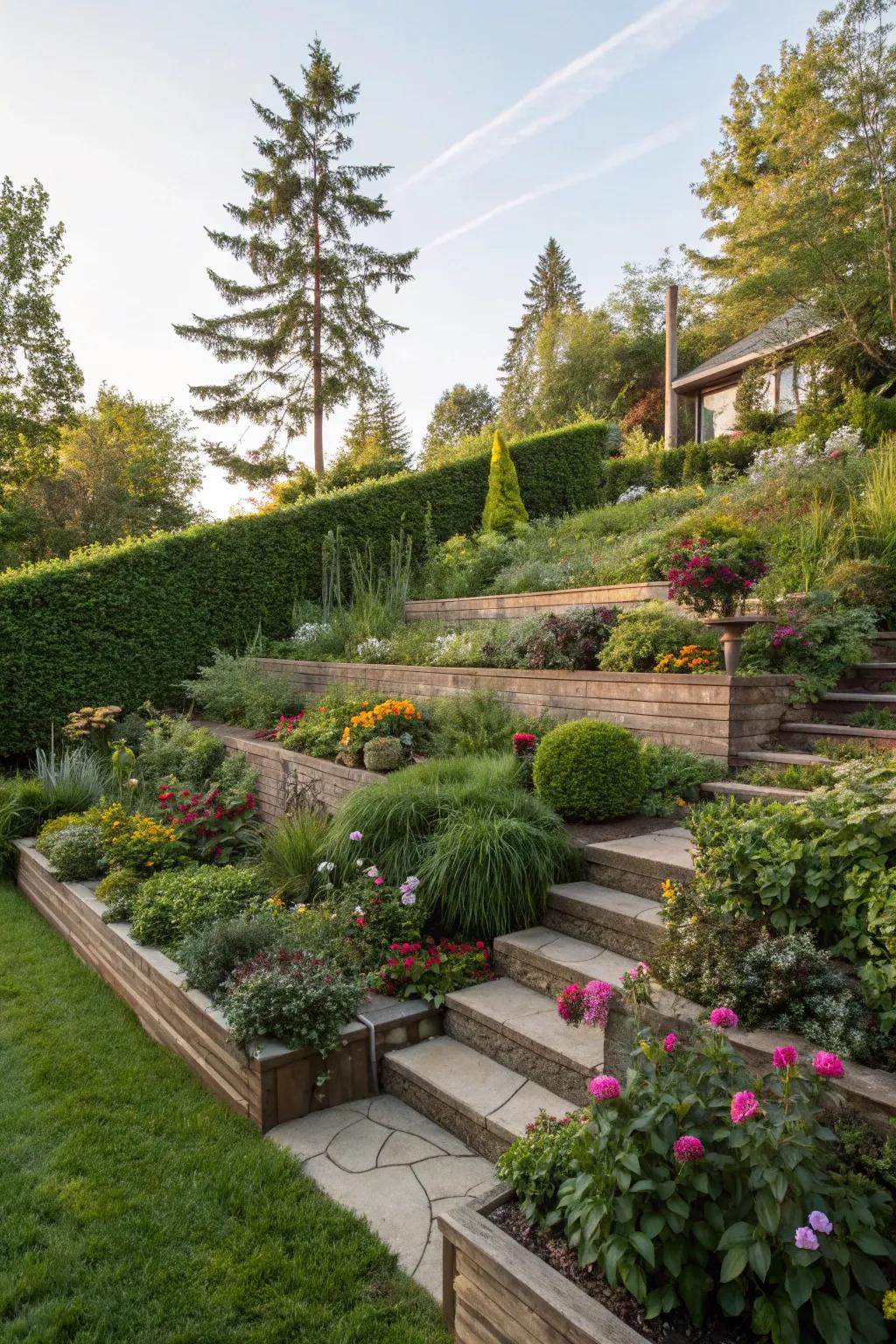 Tiered levels add depth and interest to any garden space.