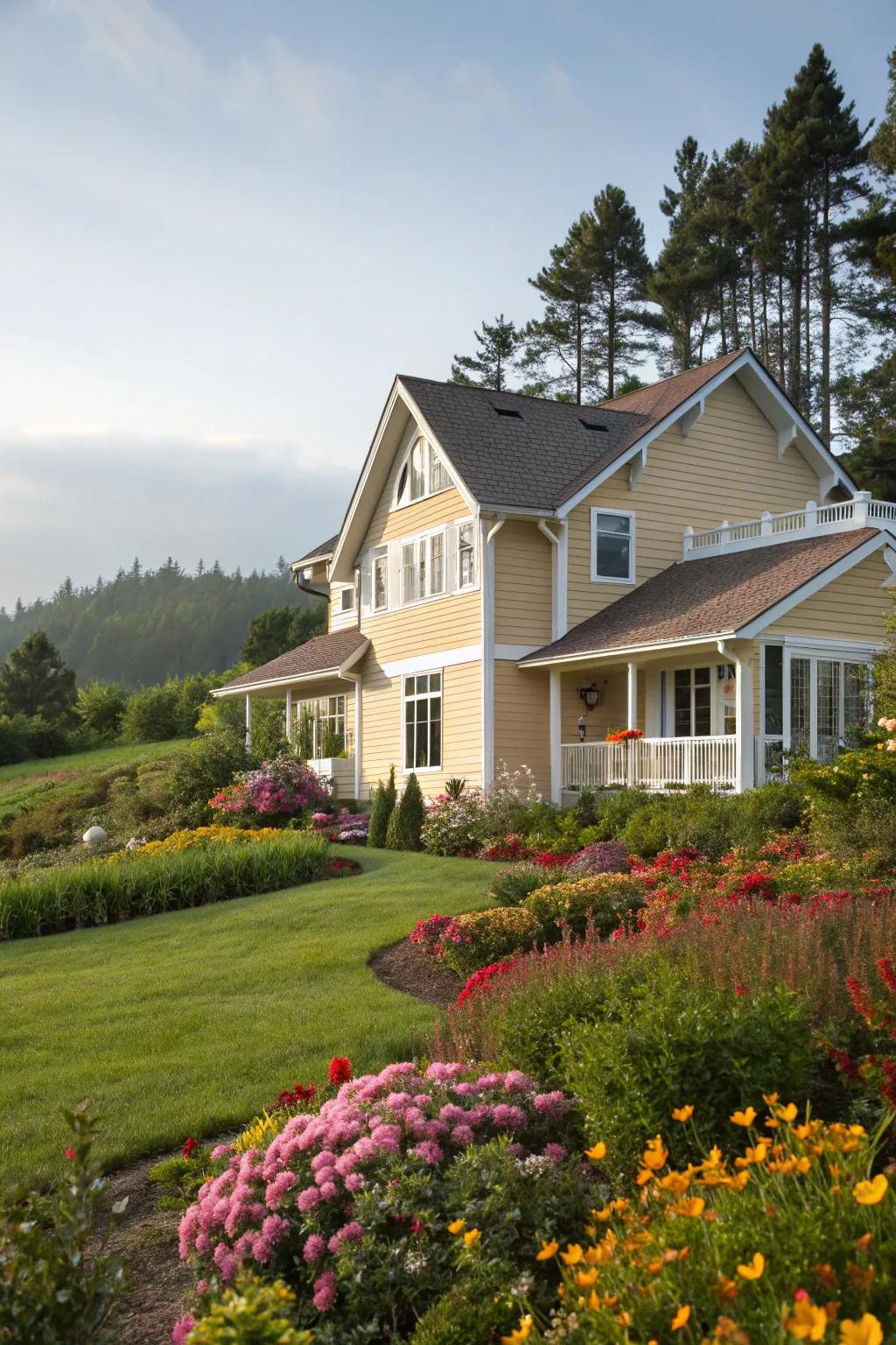 Light brown and white offer an elegant and airy exterior.