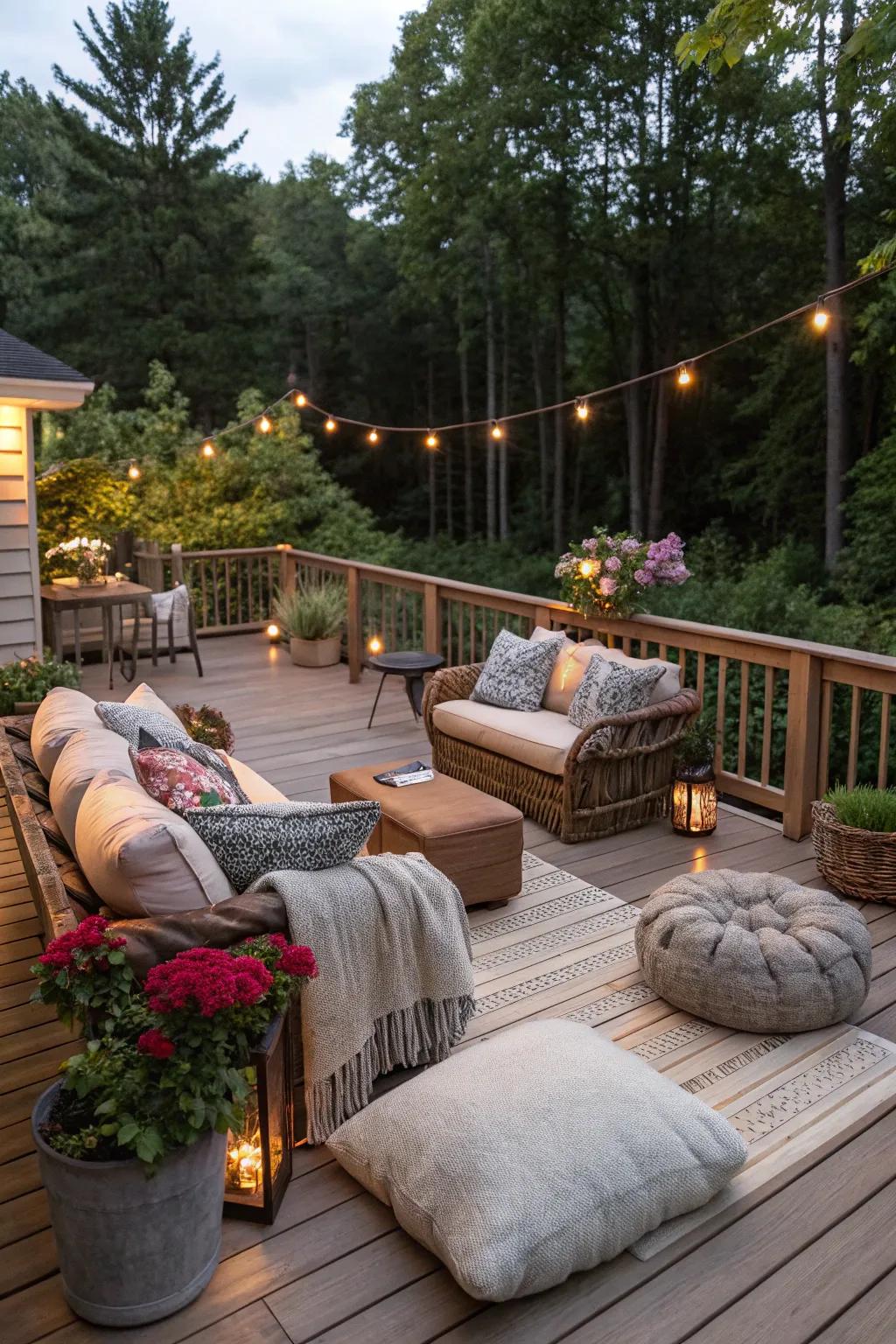 Turn your deck into a cozy outdoor haven.