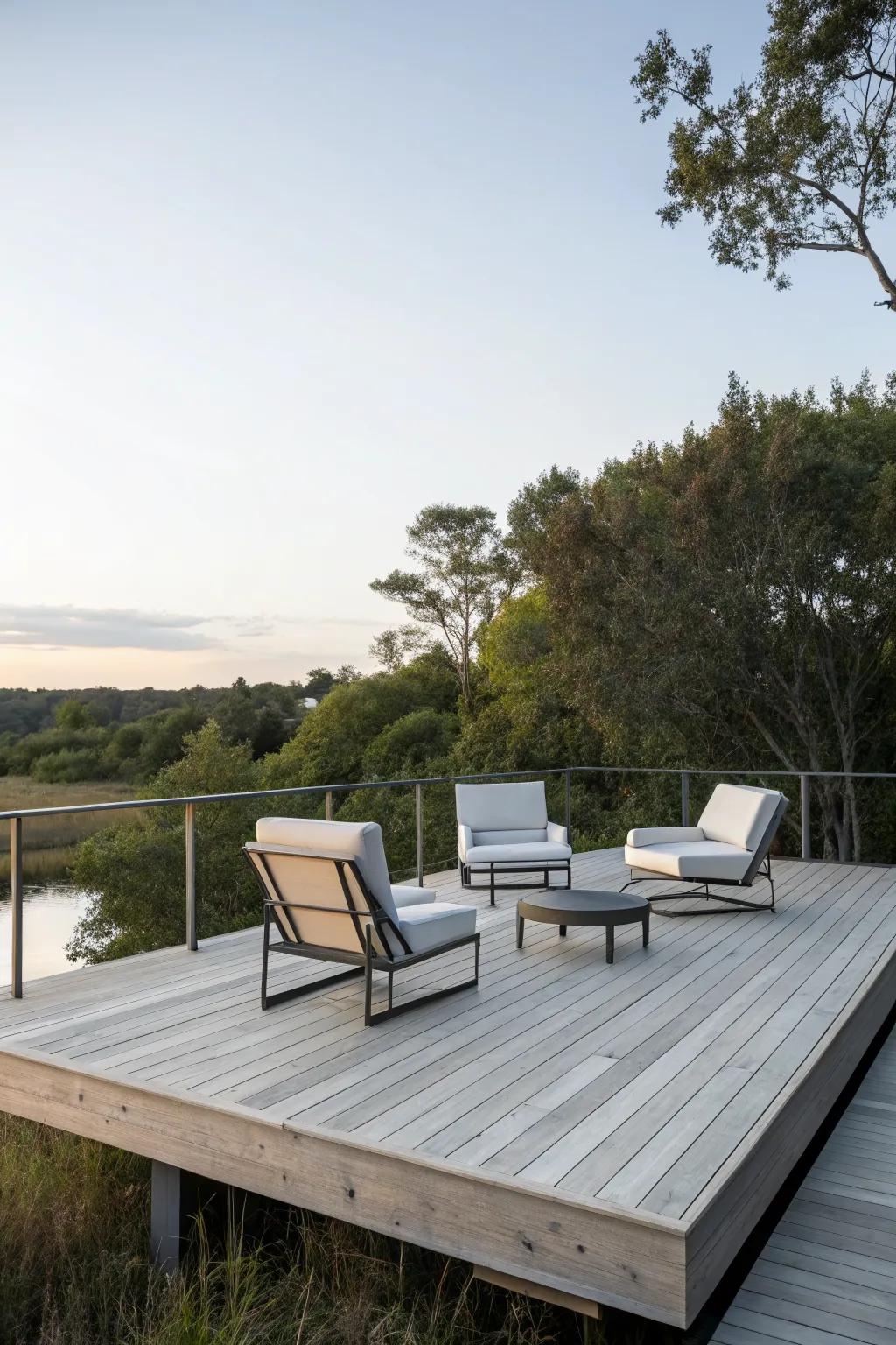 Floating benches offer a sleek and modern look for your deck.