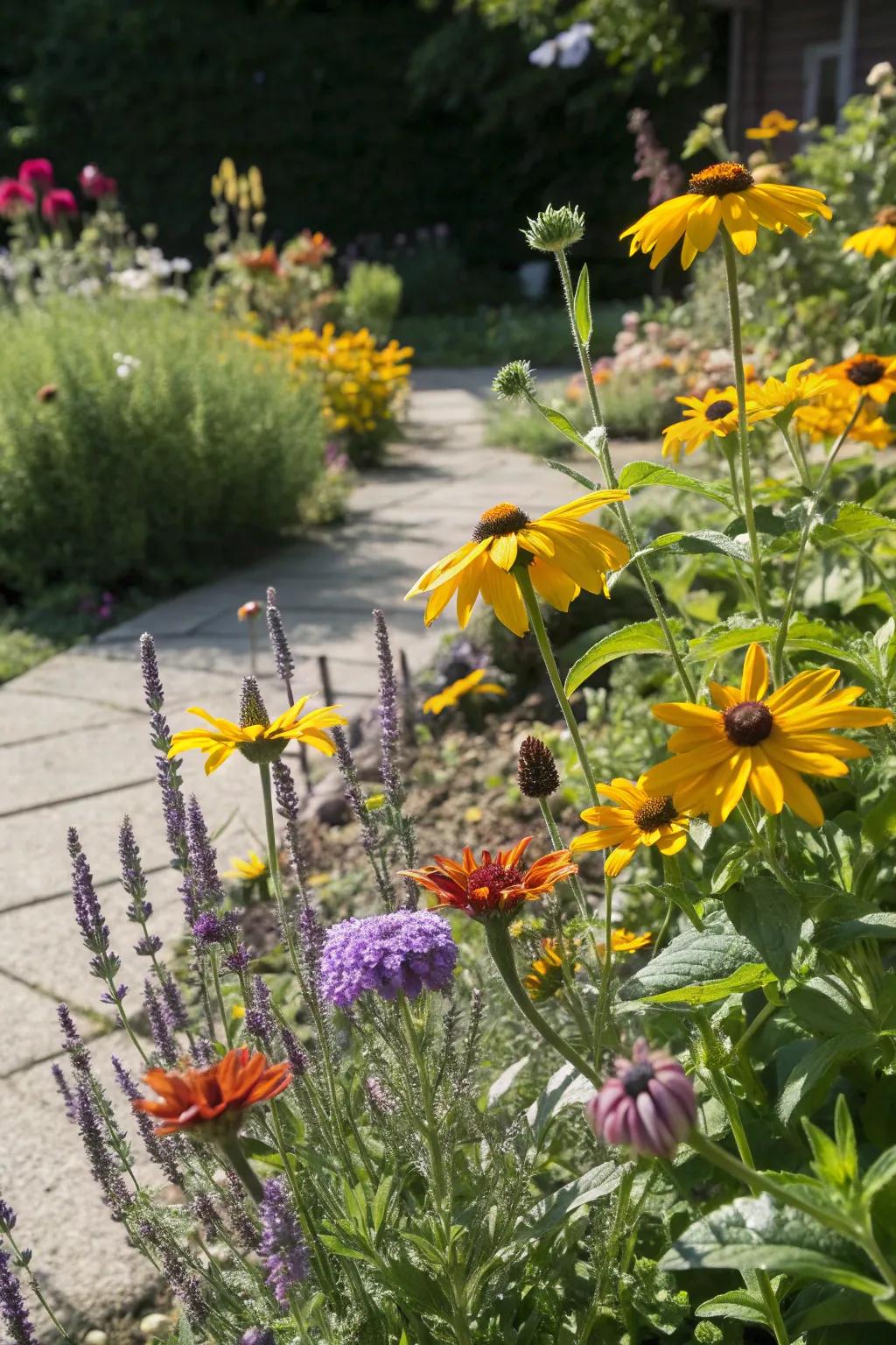 A lively pollinator patch buzzing with activity.