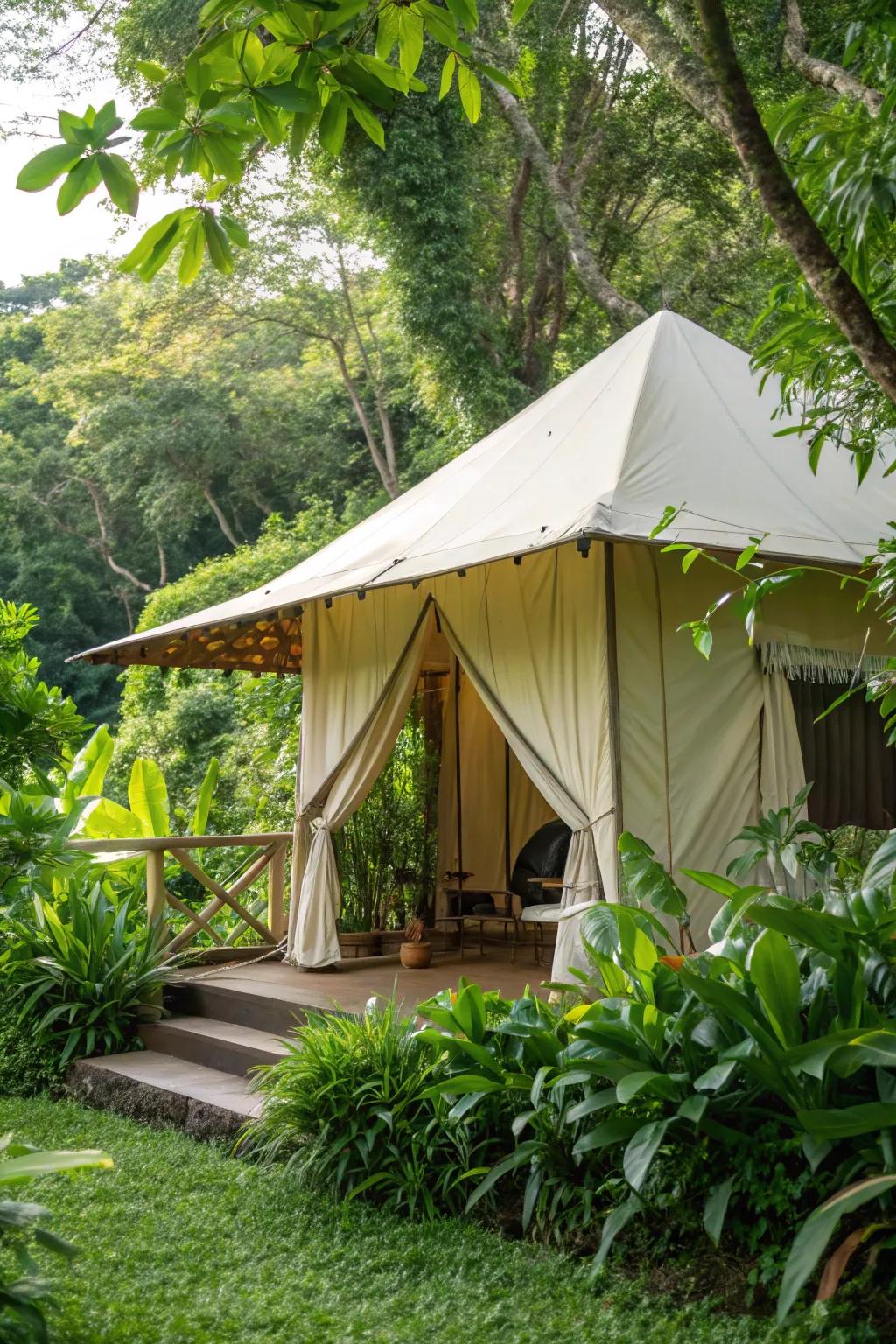 An eco-friendly canopy tent for a sustainable outdoor space.