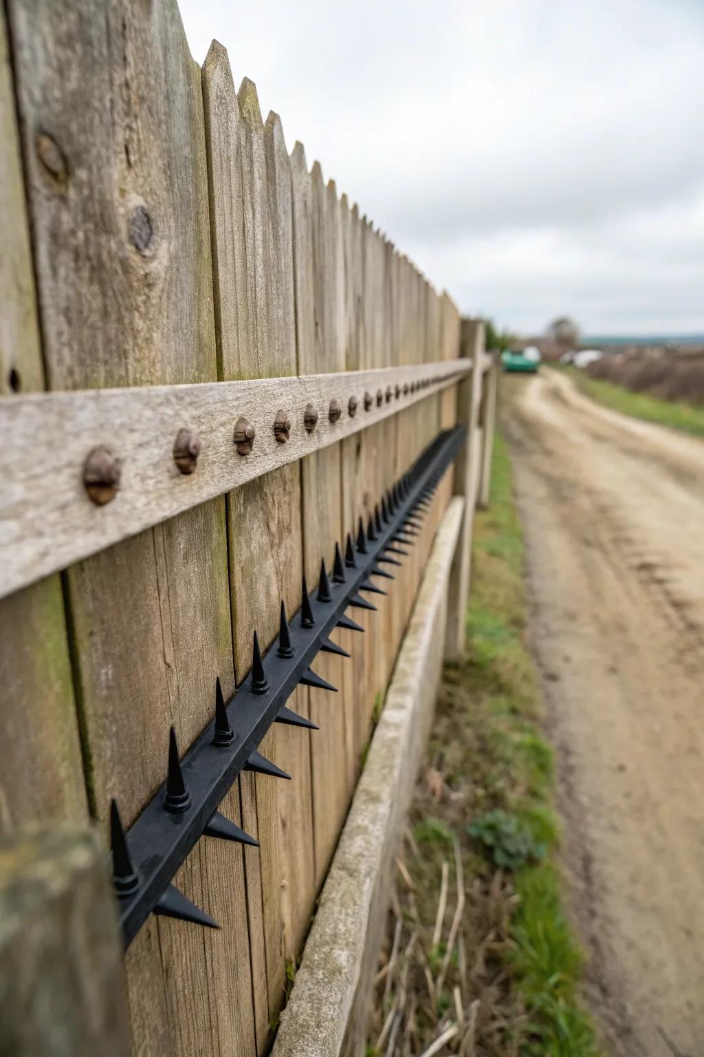 Rubber spike strips provide a surprising yet safe deterrent.