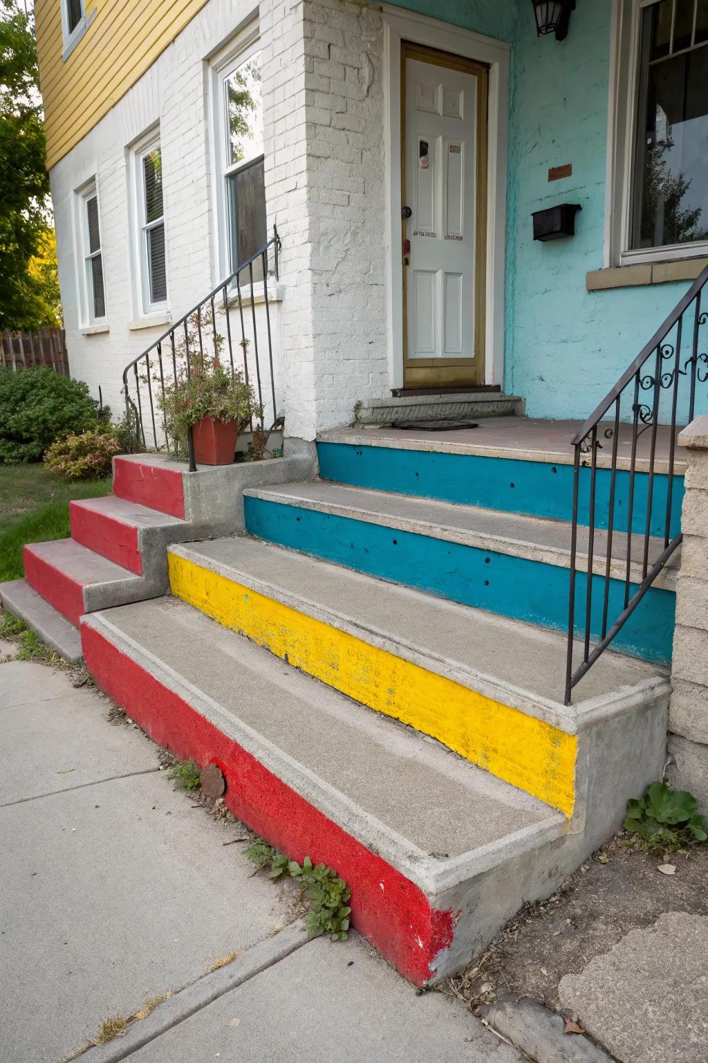 Color contrast adds visual interest to your cement porch.