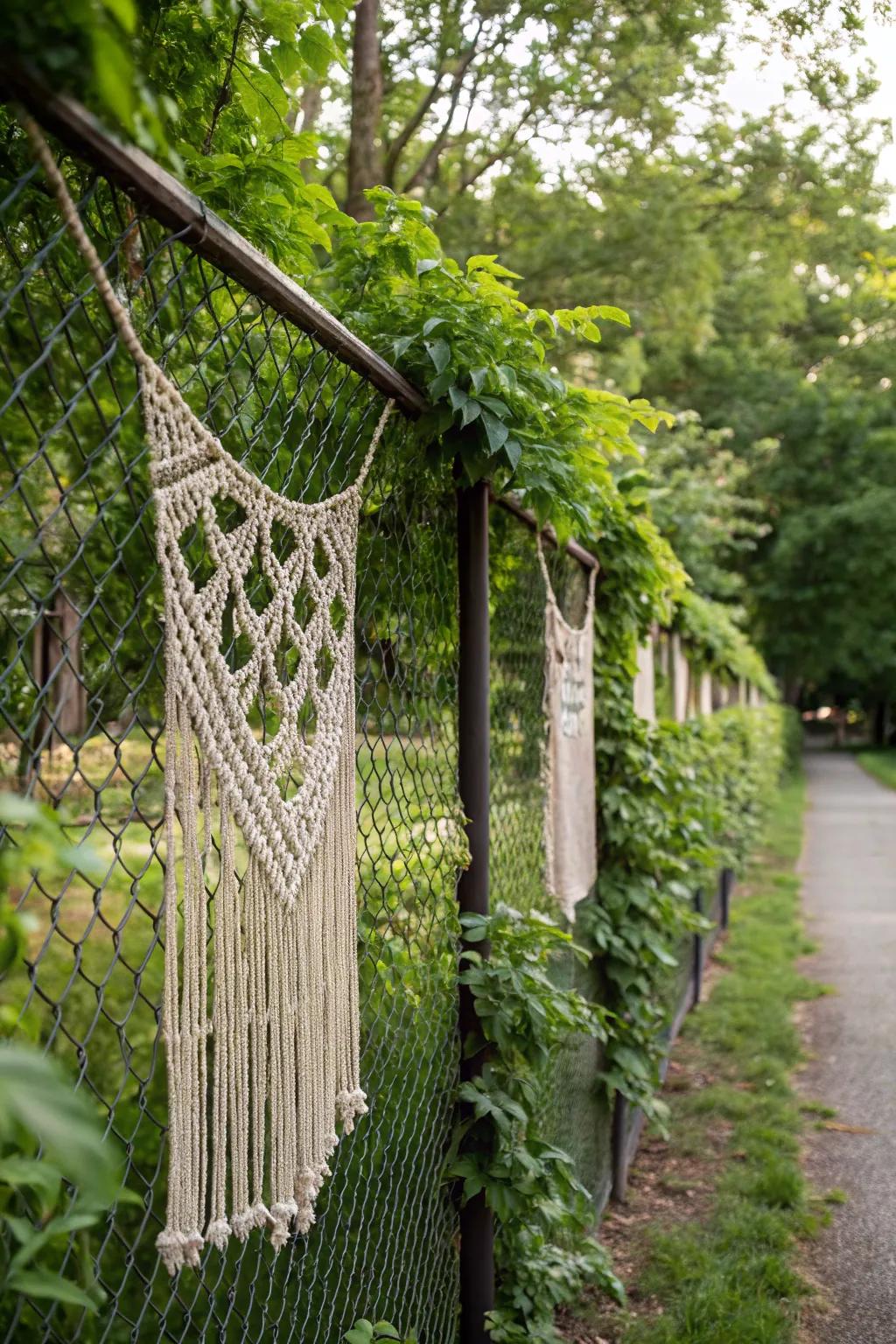 Add a boho vibe with decorative macrame panels.