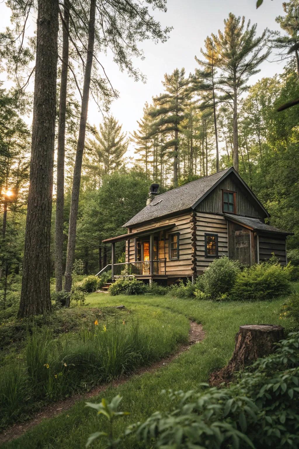 Shiplap siding creates a seamless and stylish cabin exterior.