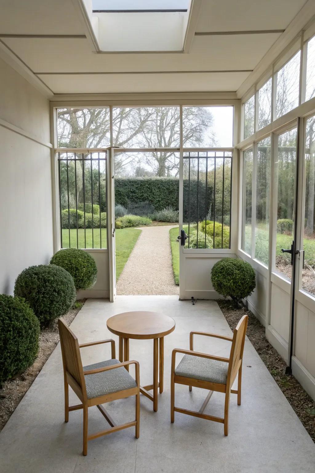 A minimalist garden room offers elegance and affordability.