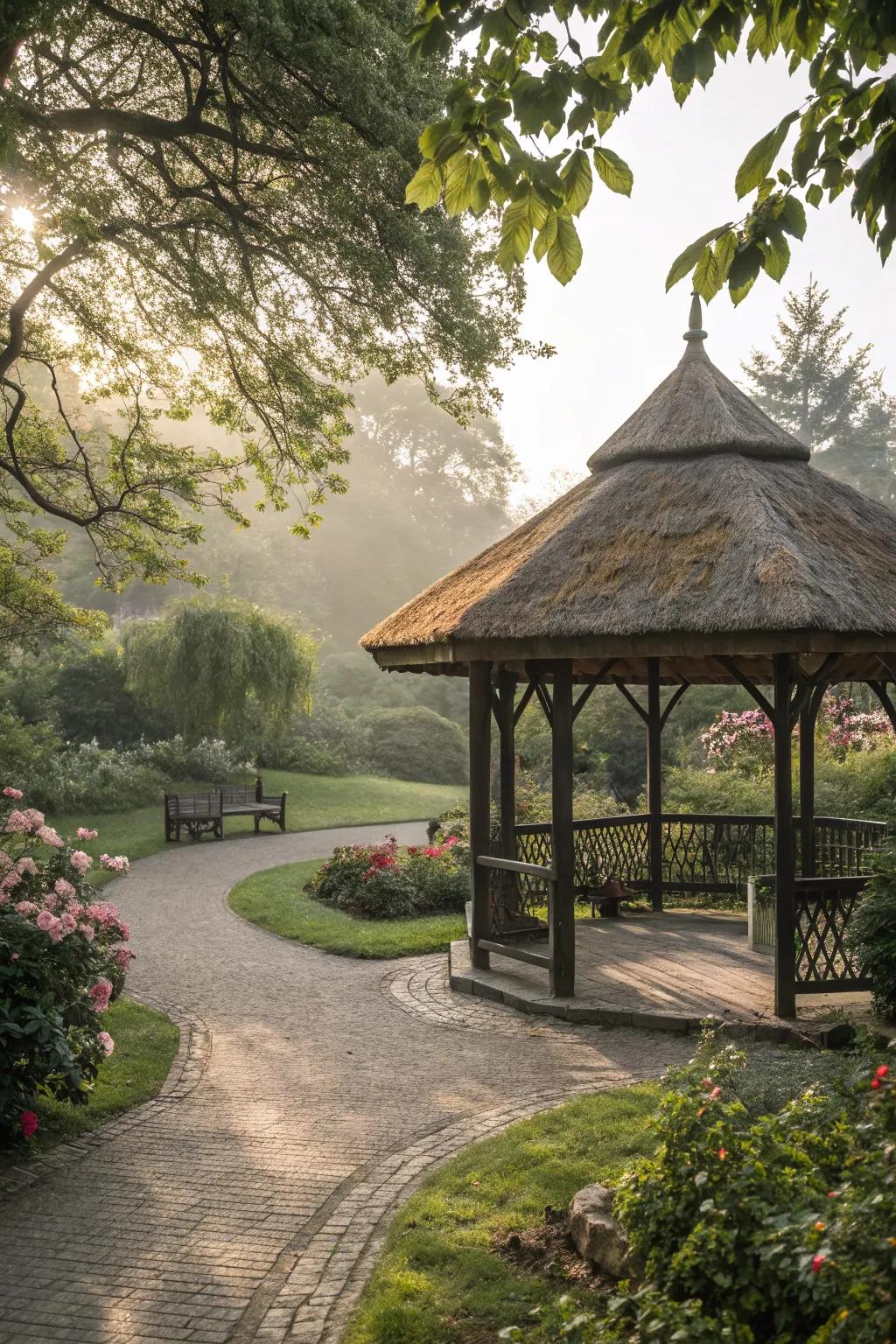 Reed matting provides a laid-back, coastal look for your gazebo.