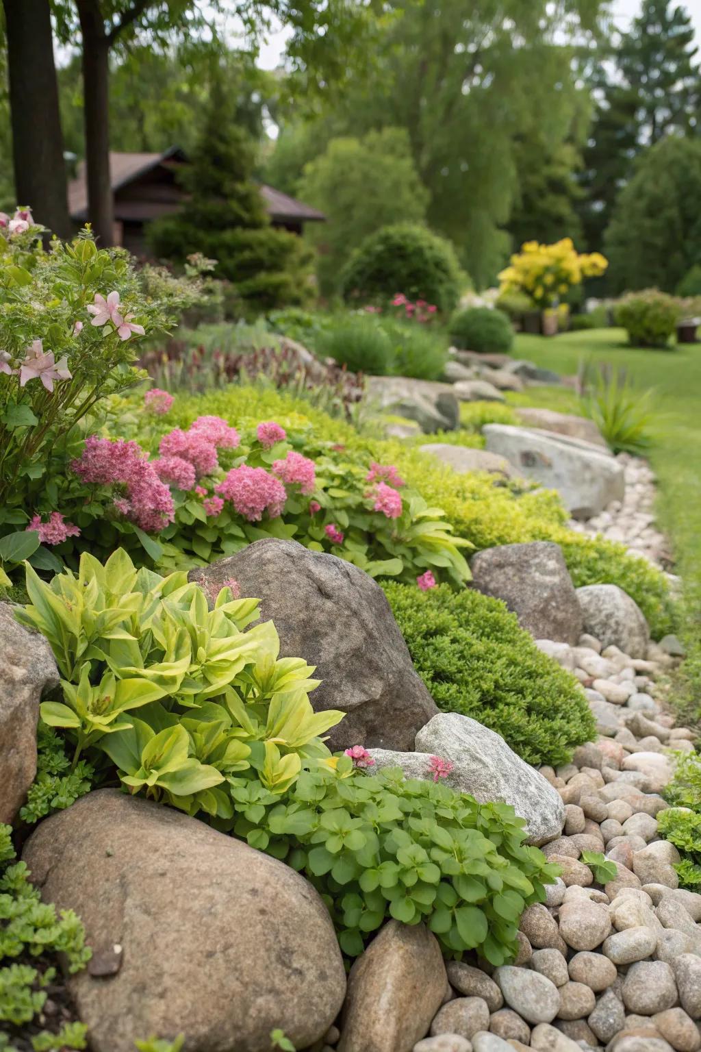 Natural rocks add texture and beauty.
