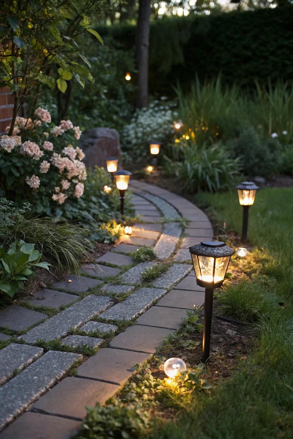 Solar lighting enhances garden beauty without added costs.