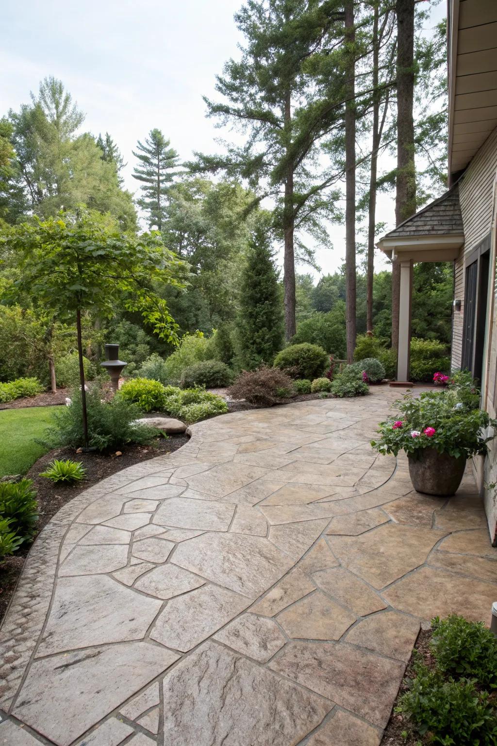 Stamped concrete offers a high-end look for less.