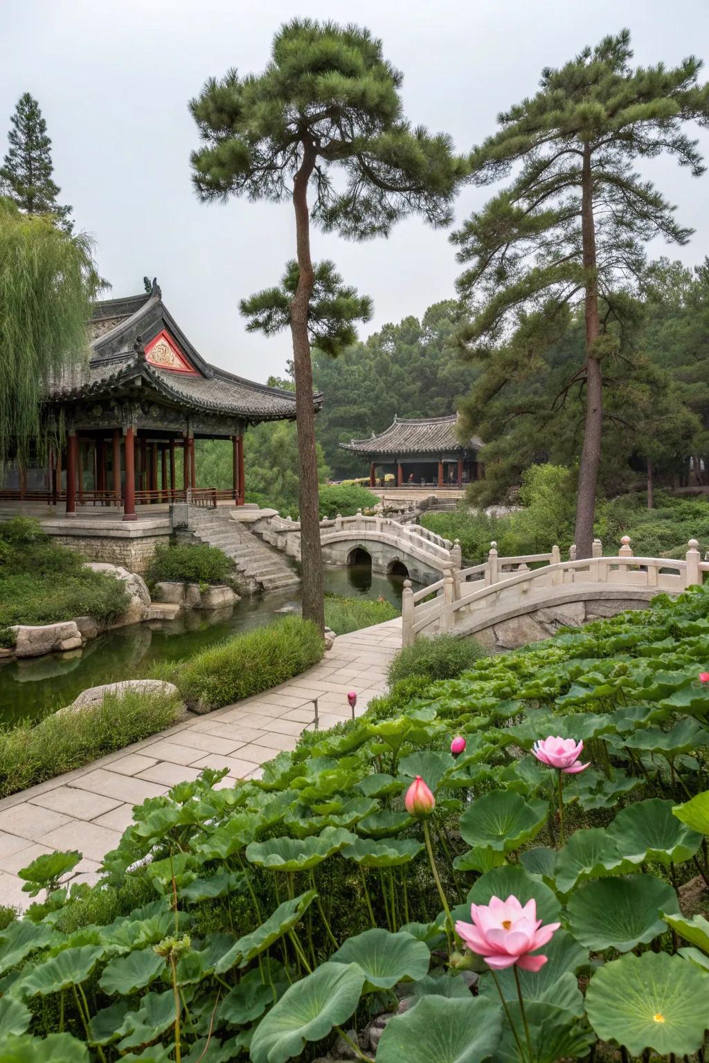 Symbolic plants imbue the garden with deeper meanings.