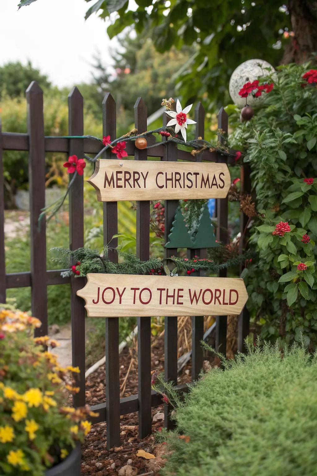Spread cheer with holiday-themed signs.