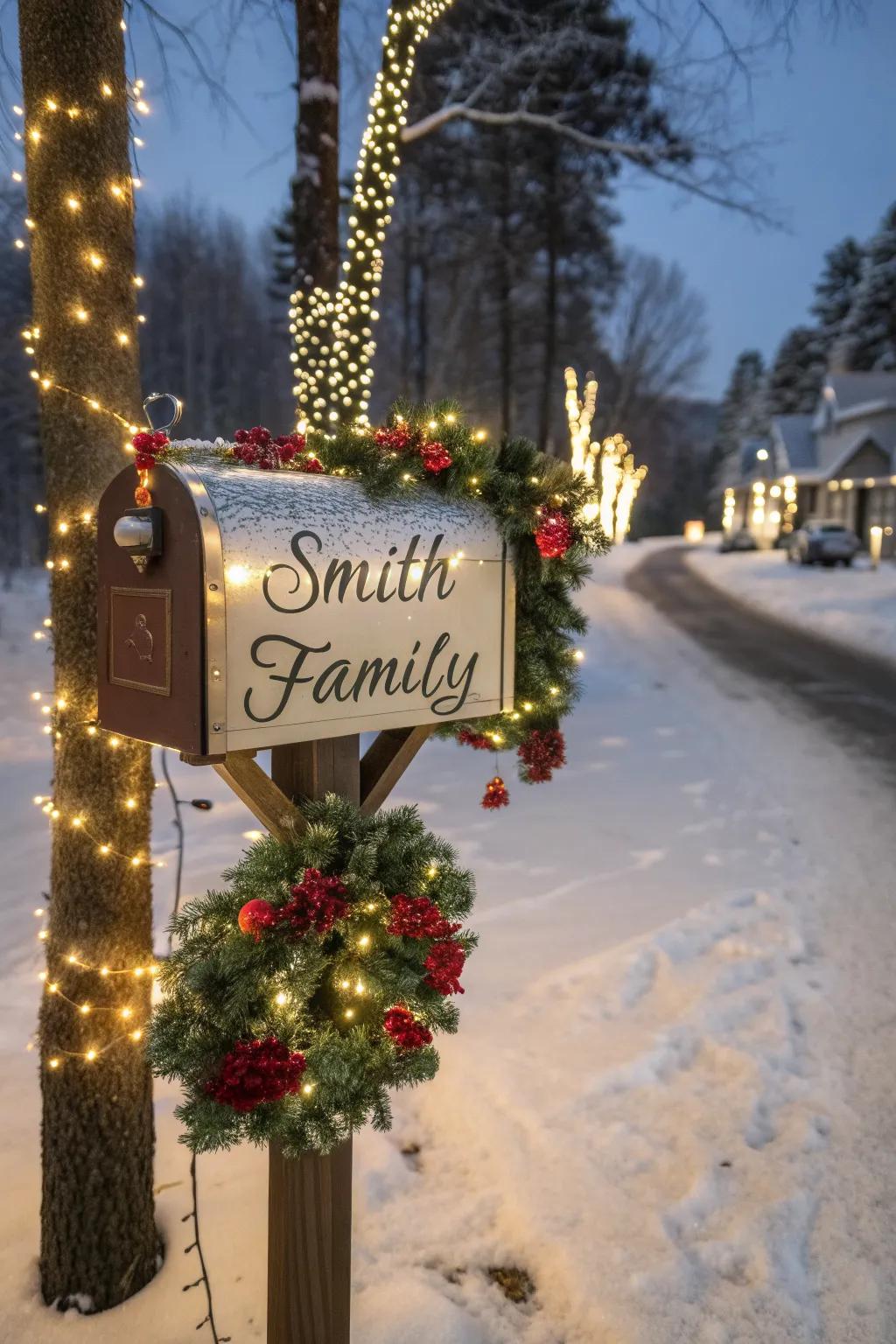Personalize your mailbox with a festive nameplate.