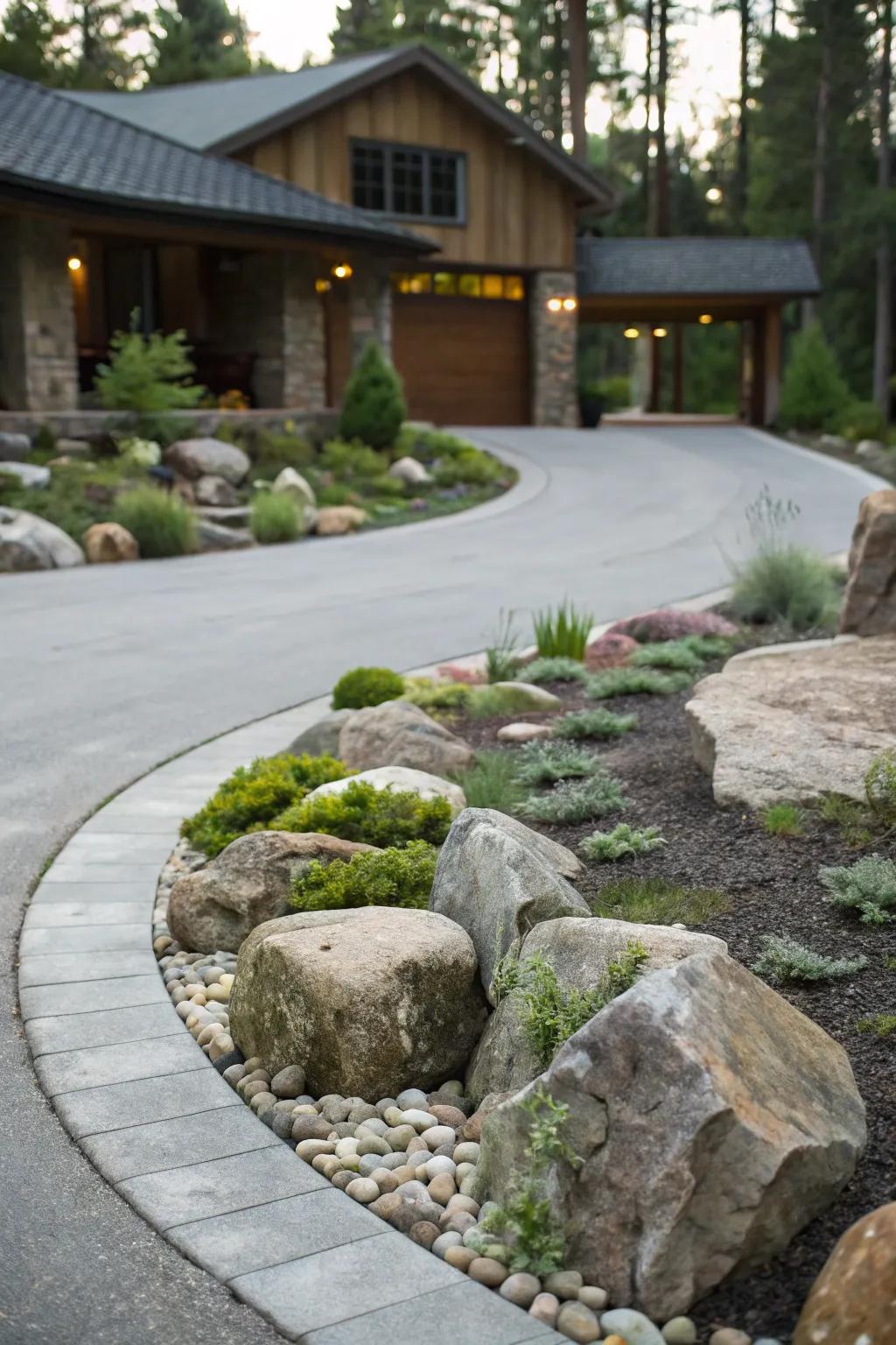 A rock garden adding an earthy, natural feel.