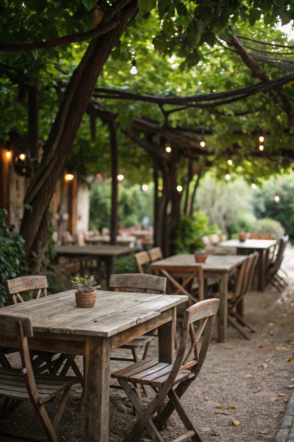 Ground your decor with natural wood elements.