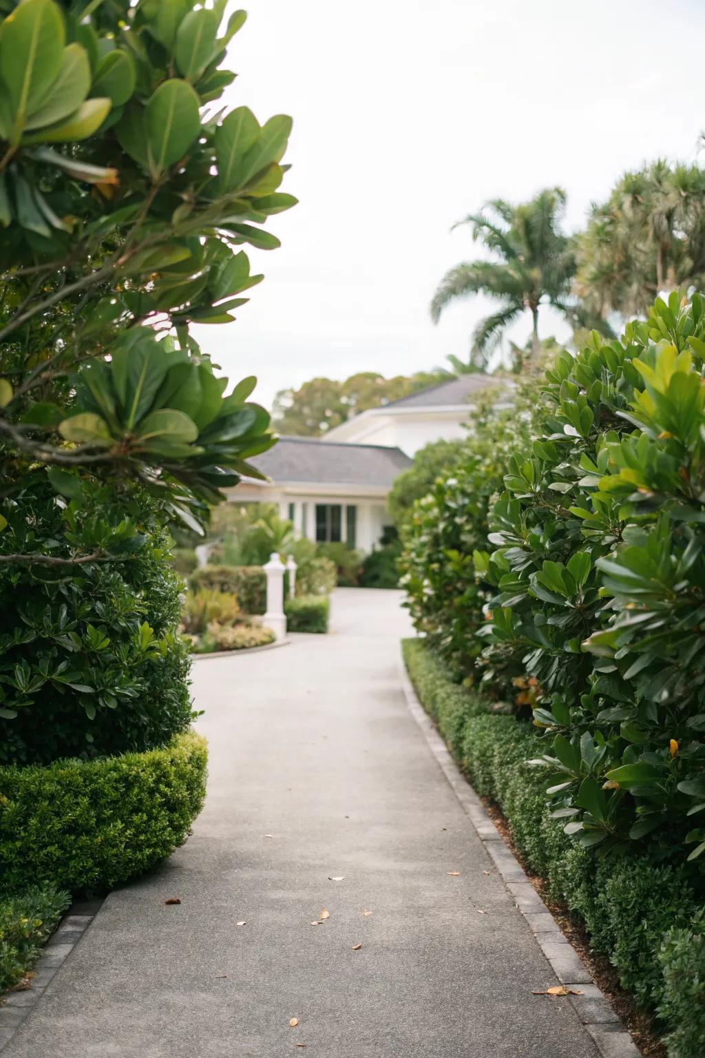 Clusia plants transform driveways into grand entrances.
