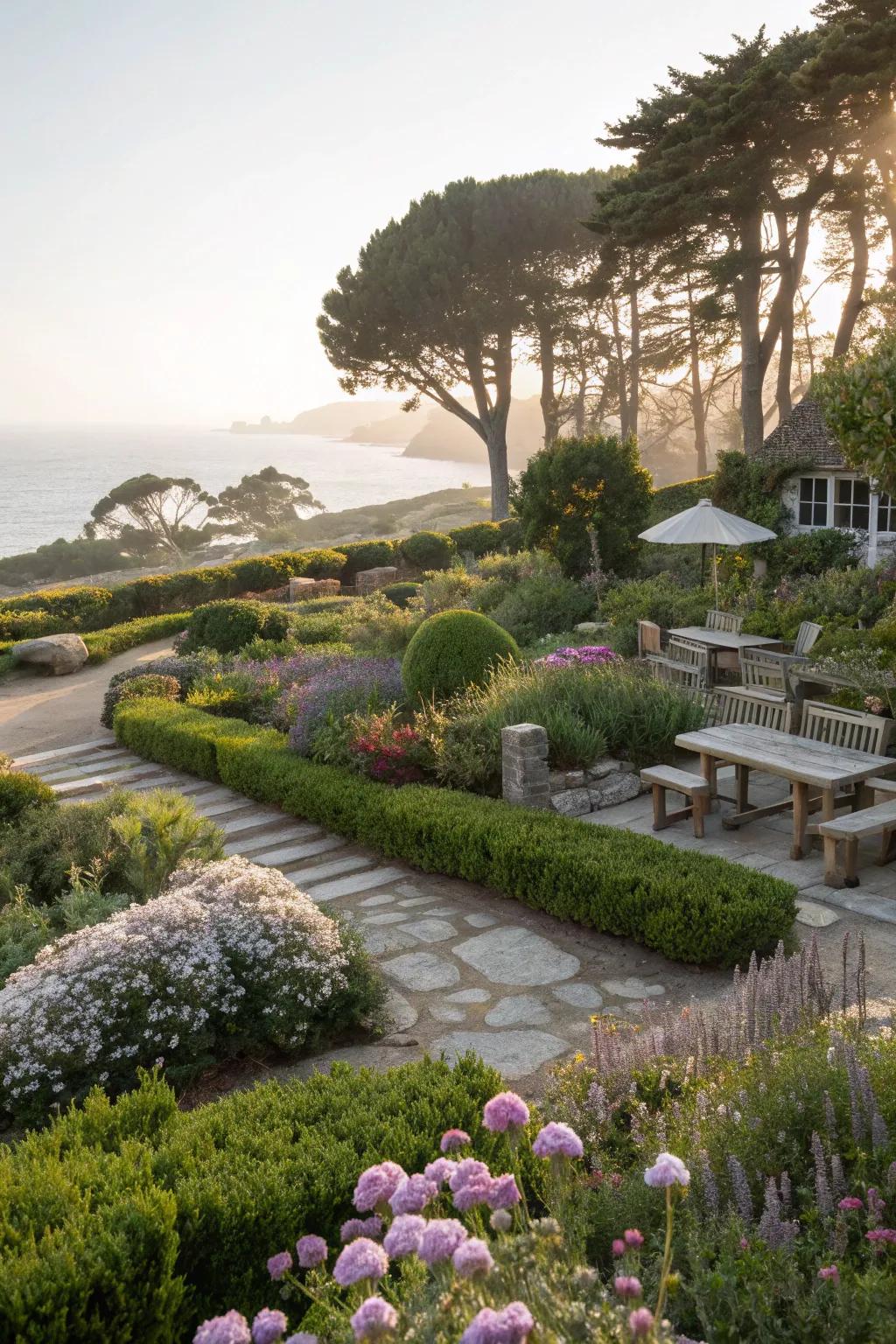 Casual elegance creates a harmonious coastal atmosphere.
