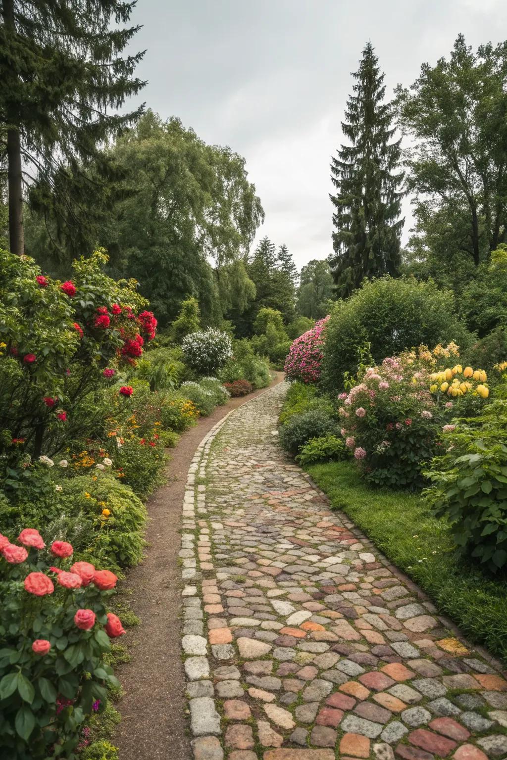 A colorful mix of cobblestones in the garden.