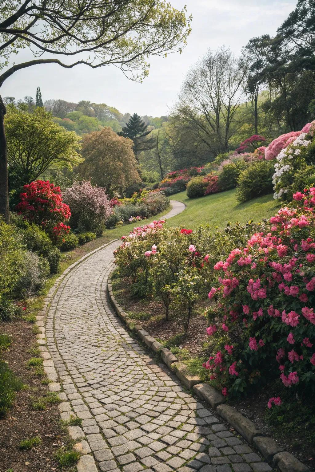 Invite wanderlust with charming cobblestone pathways.