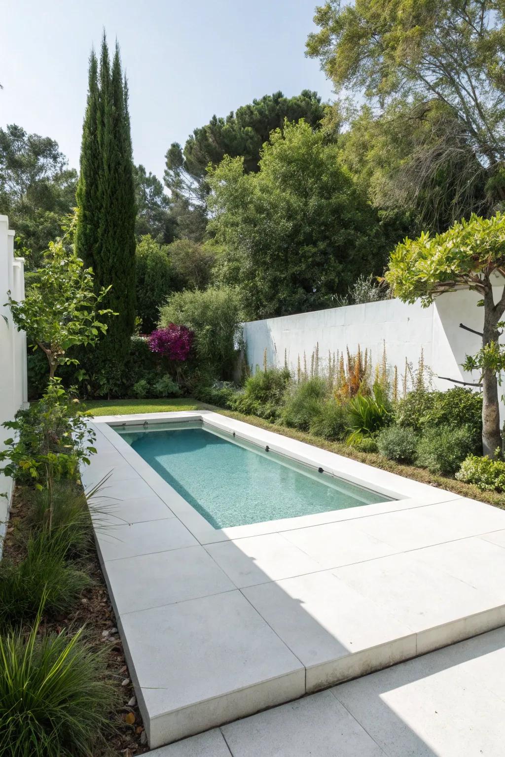 White concrete decks brighten any pool area.