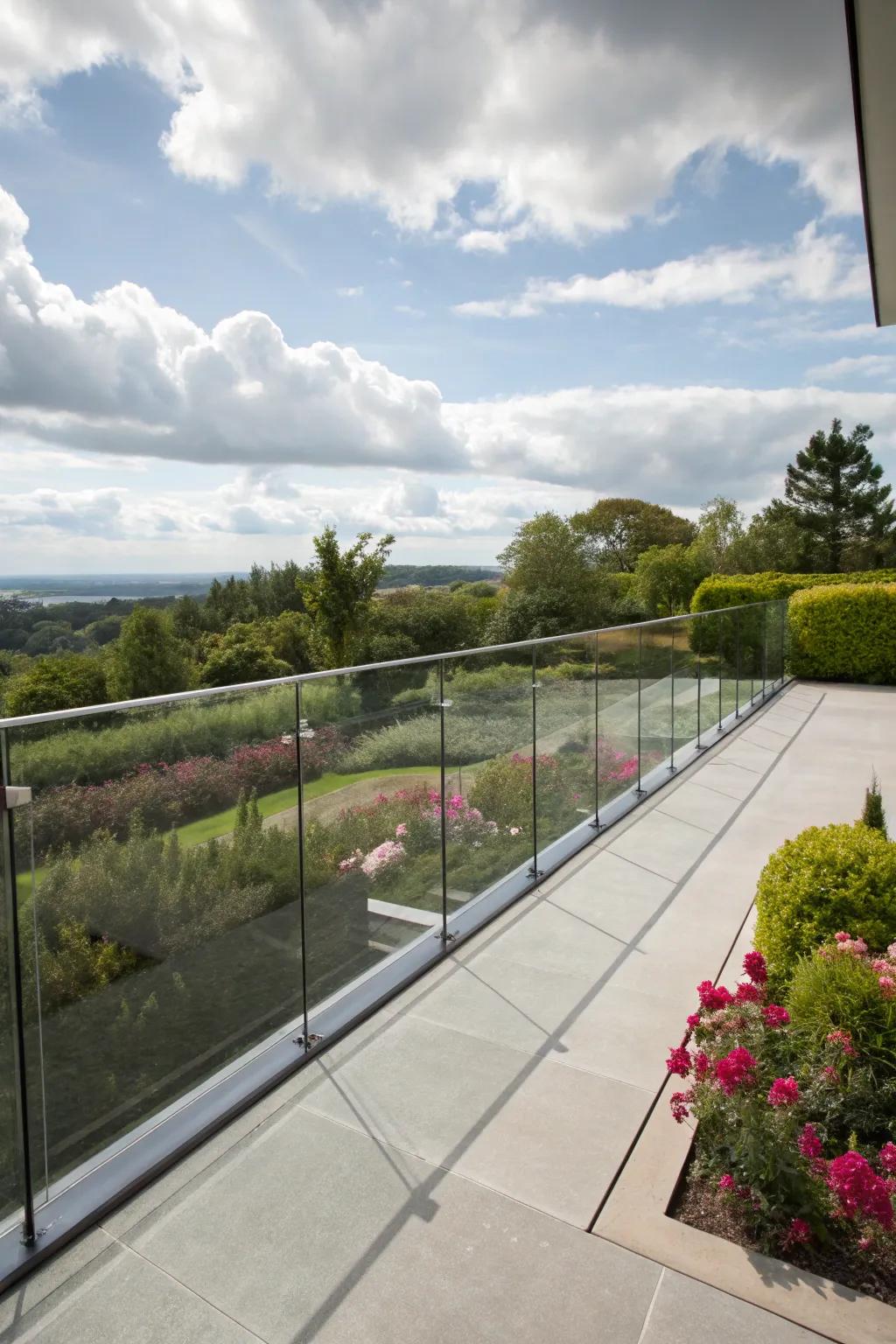 Glass railings provide a modern, open feel.