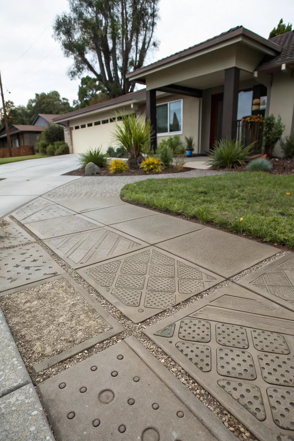 Textures add depth and charm to concrete surfaces.