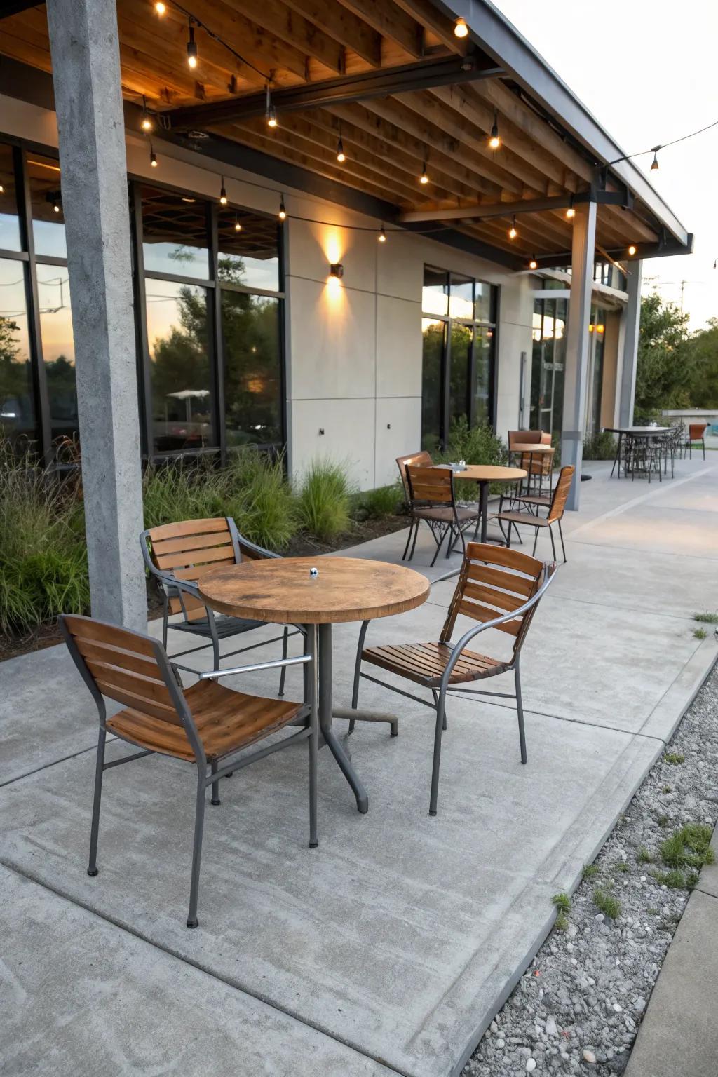 Mixing materials on your patio adds texture and visual interest.