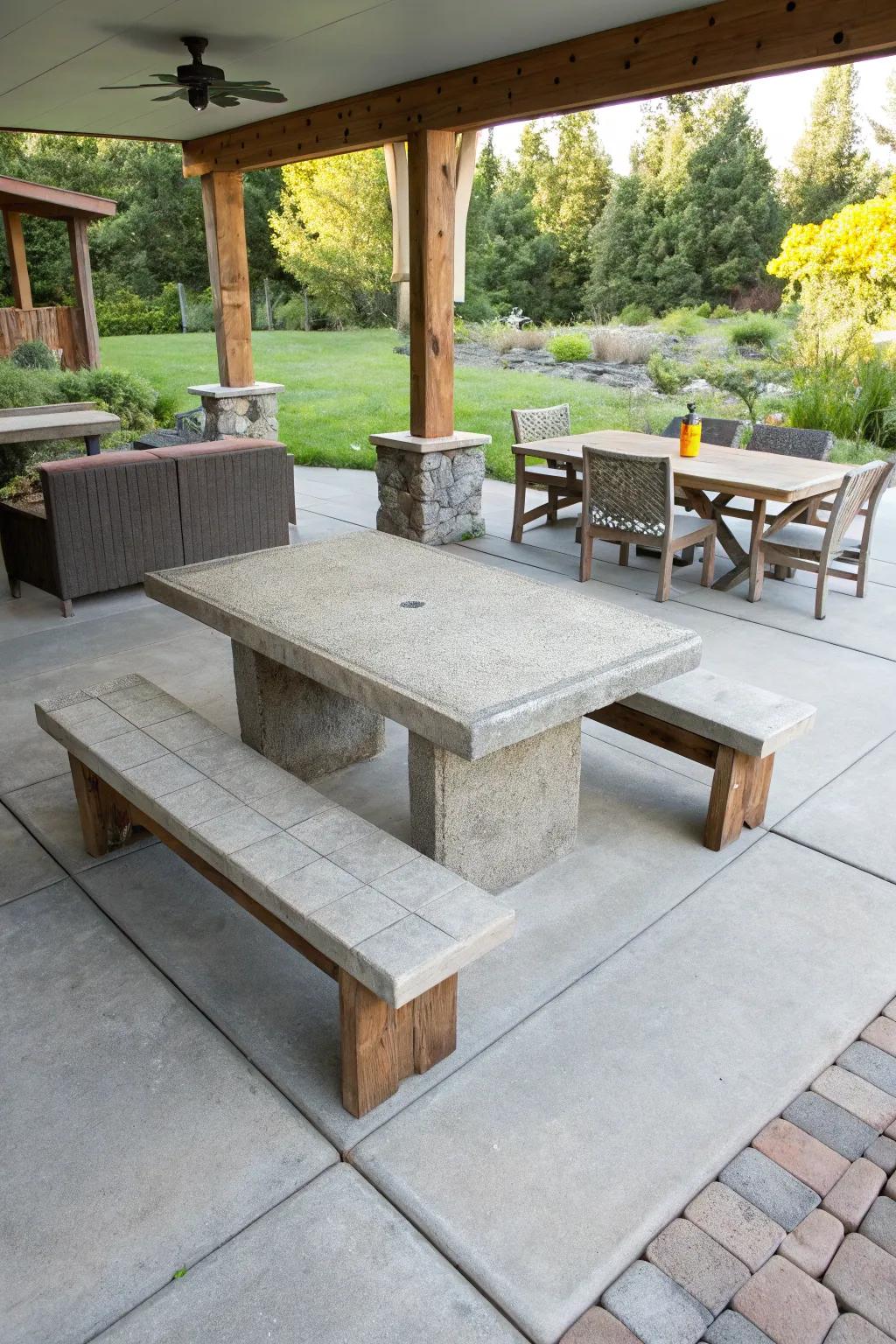 Create unique patio pieces with DIY concrete furniture.