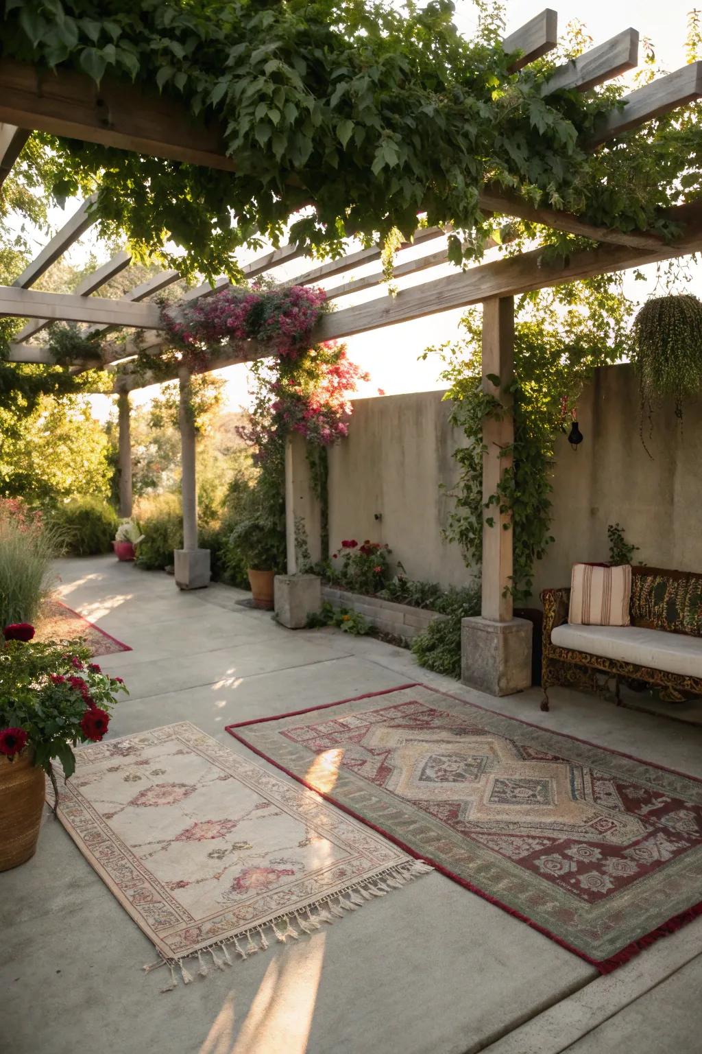 Add character with decorative touches like rugs and plants.