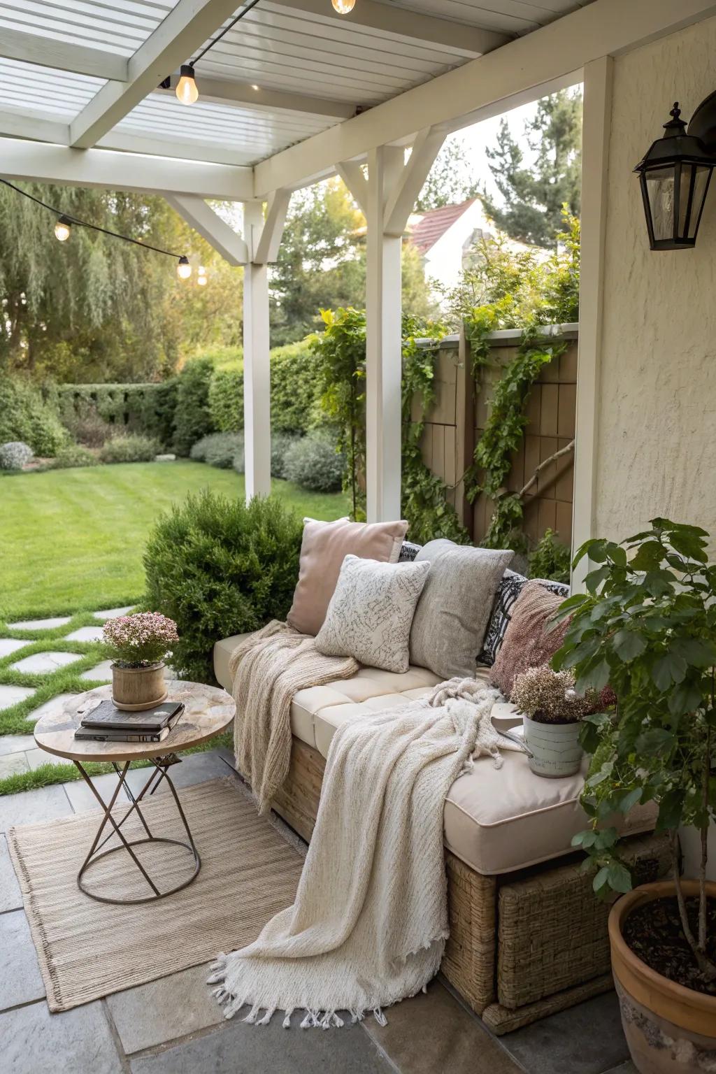 An intimate nook on a contemporary patio.