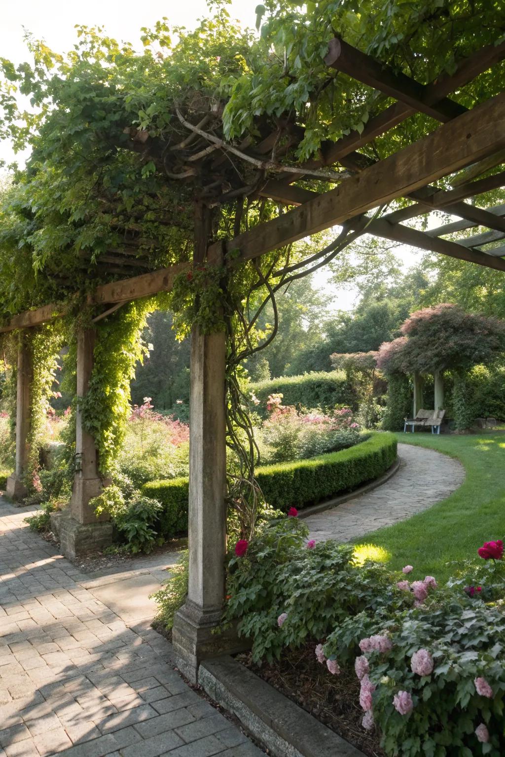 Create a shaded escape with a pergola garden corner.