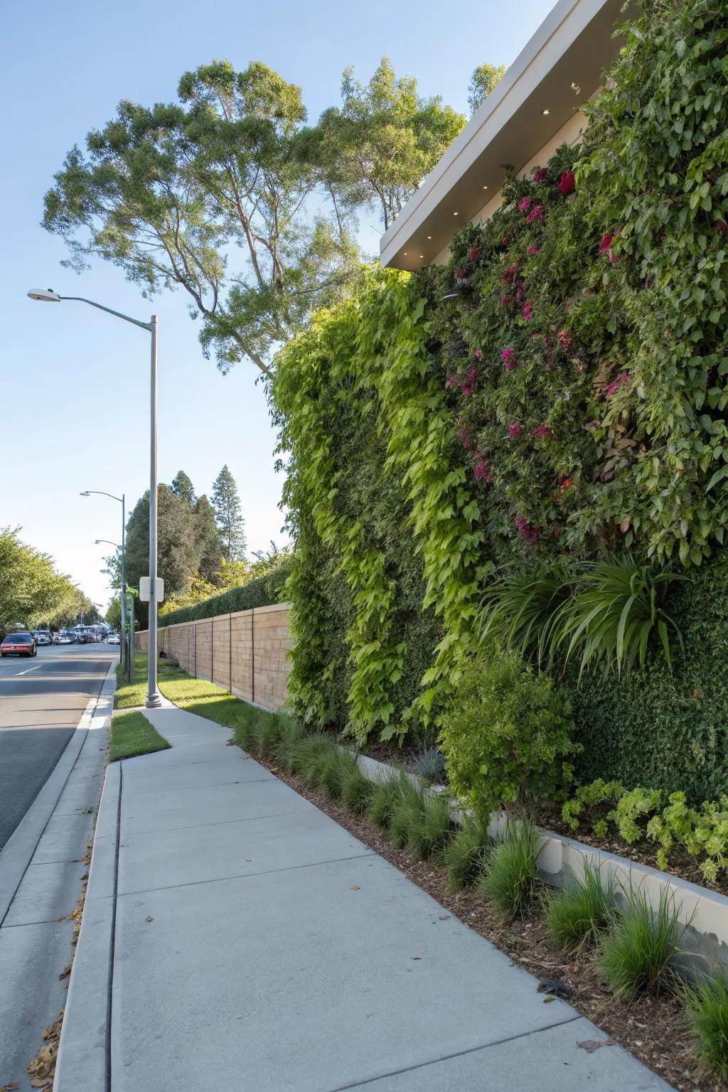 A living wall adds greenery and privacy.