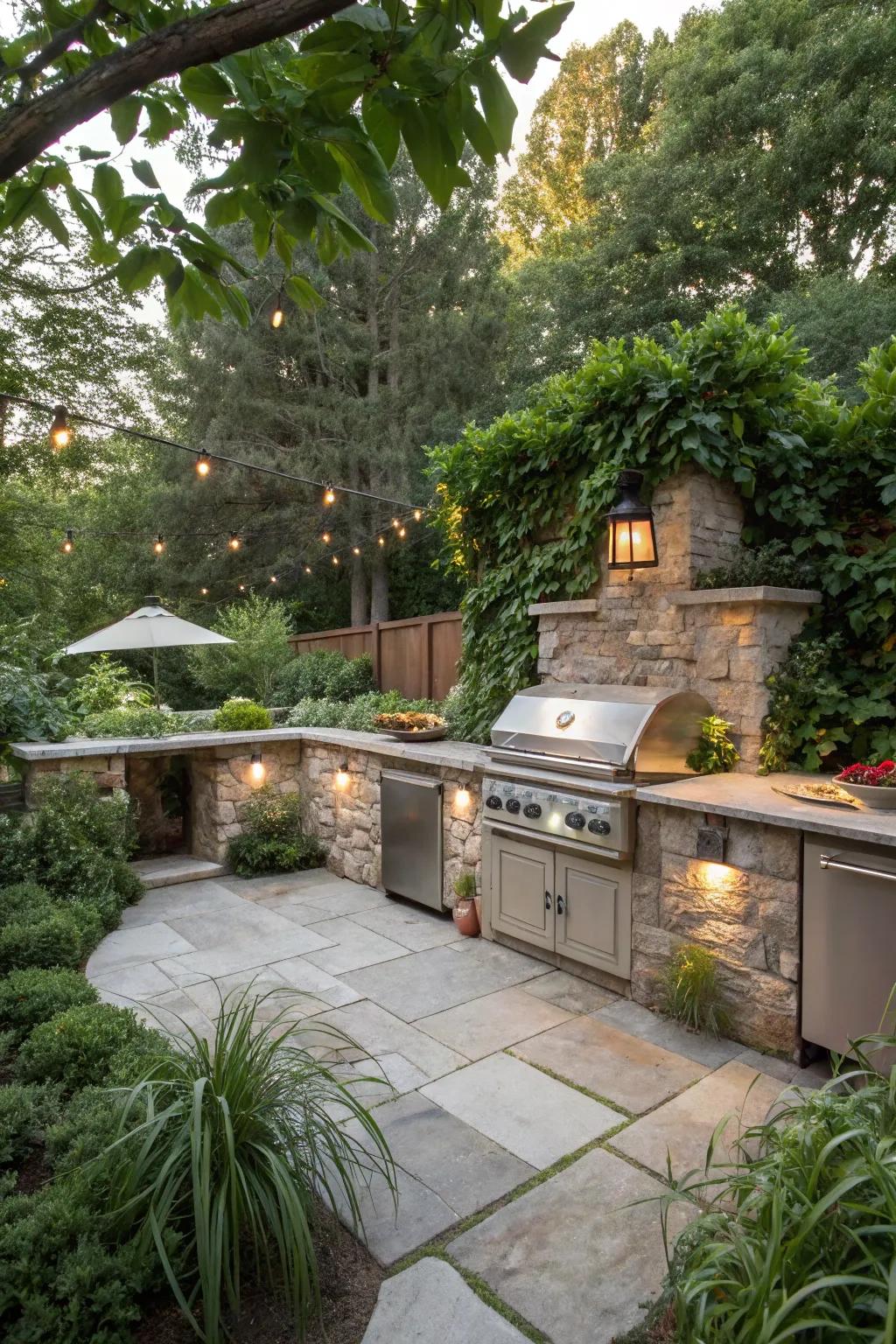 Blending your kitchen into the landscape creates a harmonious outdoor space.