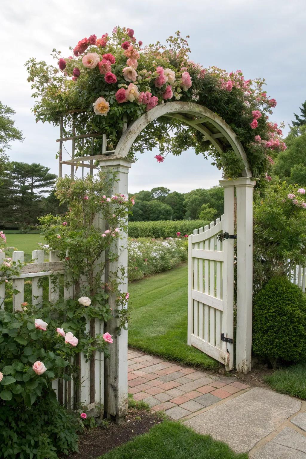 An inviting archway welcomes visitors into the garden.