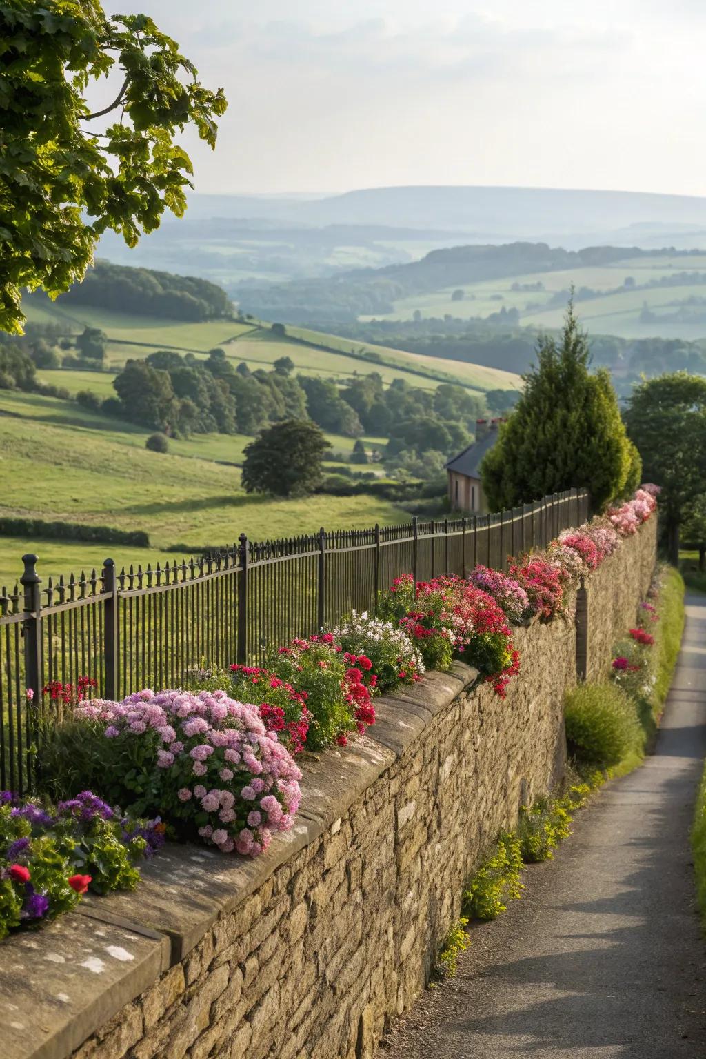 A stone wall fence adds a touch of grandeur to your property.
