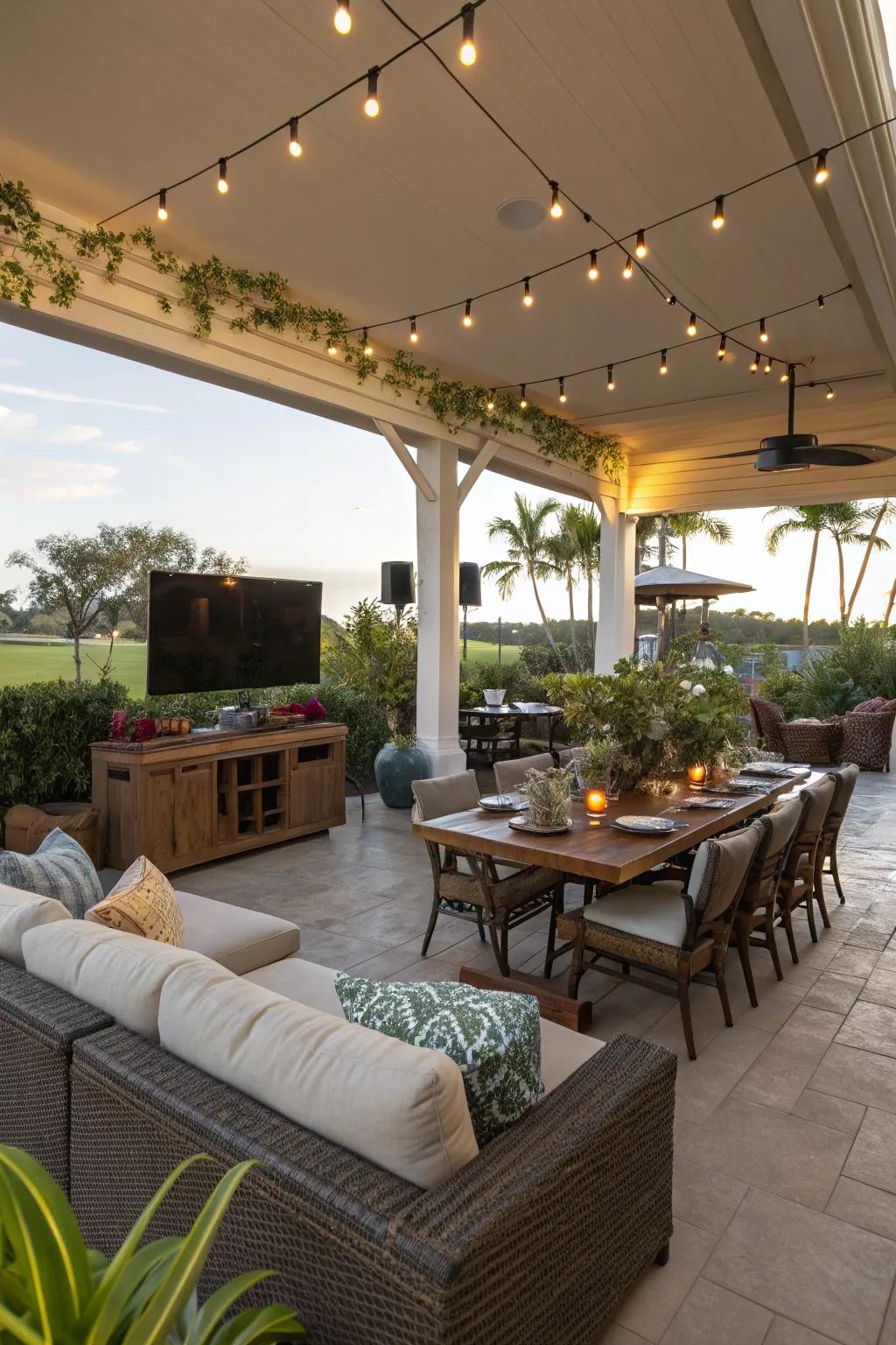 A versatile lanai caters to various activities.
