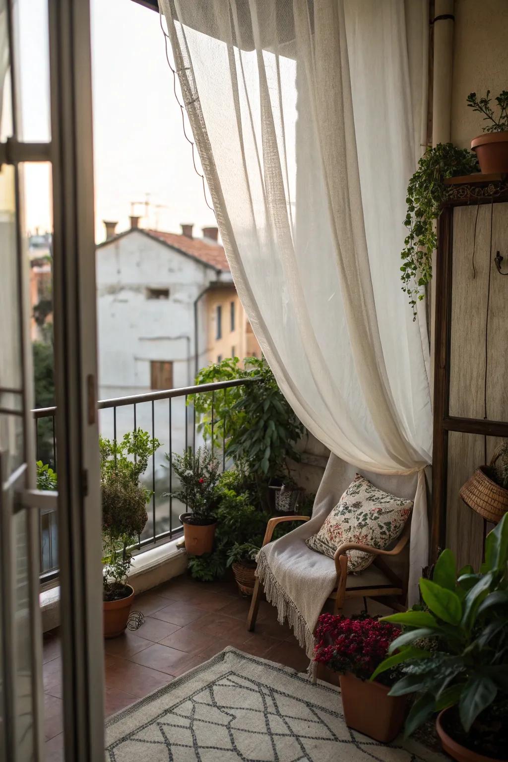 Sheer curtains add privacy while maintaining style.