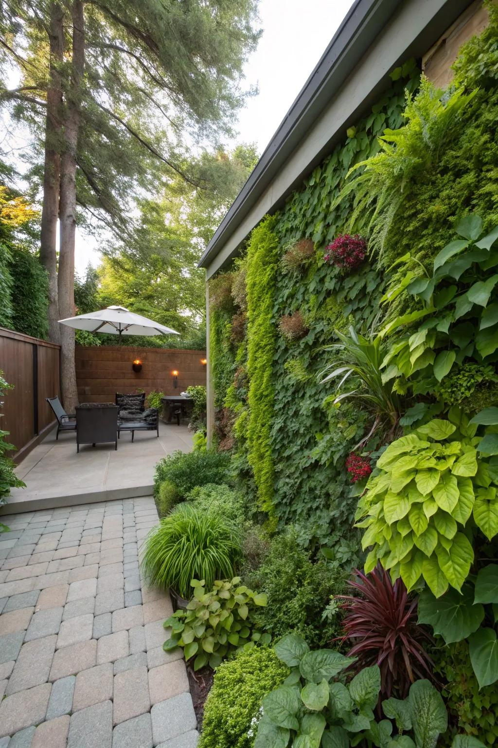 Living walls bring greenery to vertical surfaces.