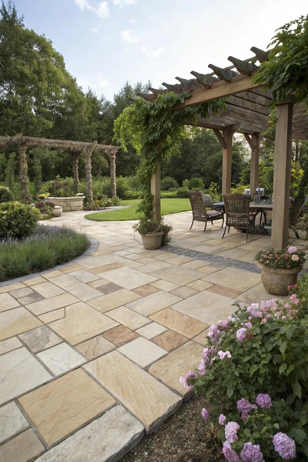 Natural stone pavers add timeless elegance and luxury.
